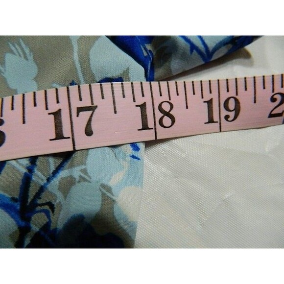 Calvin Klein Womens Blouse Size XS Blue & Gray Floral with Petal Sleeves - Picture 13 of 15